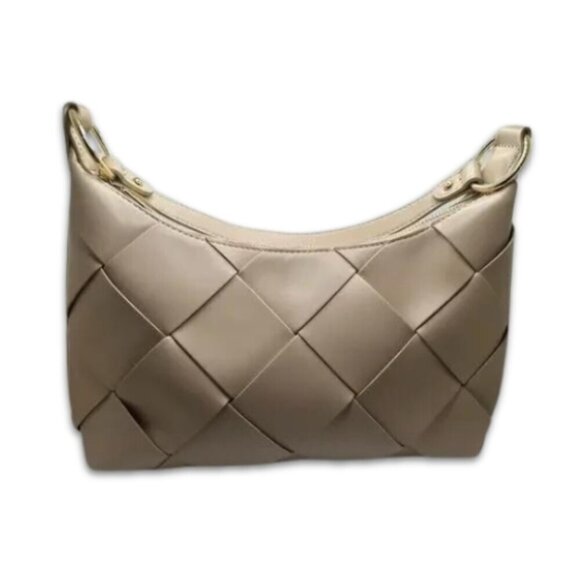 Bostanten Handbag Hobo Kweli Woven Bucket Vegan Leather Khaki Women's OS NWT - Picture 1 of 13